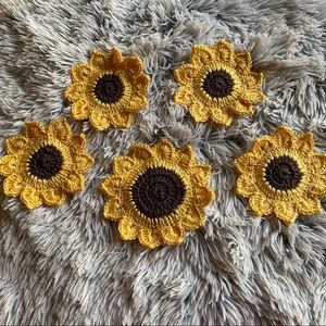 Handmade crochet 🧶 sunflower coasters cups not included